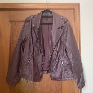 PLUS SIZE Maroon Faux Leather Jacket